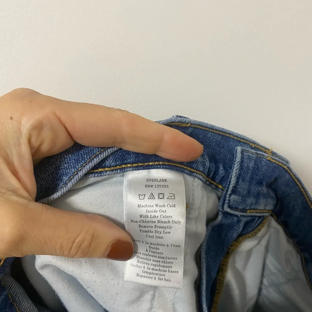 Everlane Wide Leg Denim Jeans in Medium Blue The Way High Barrel Size 32R Womens